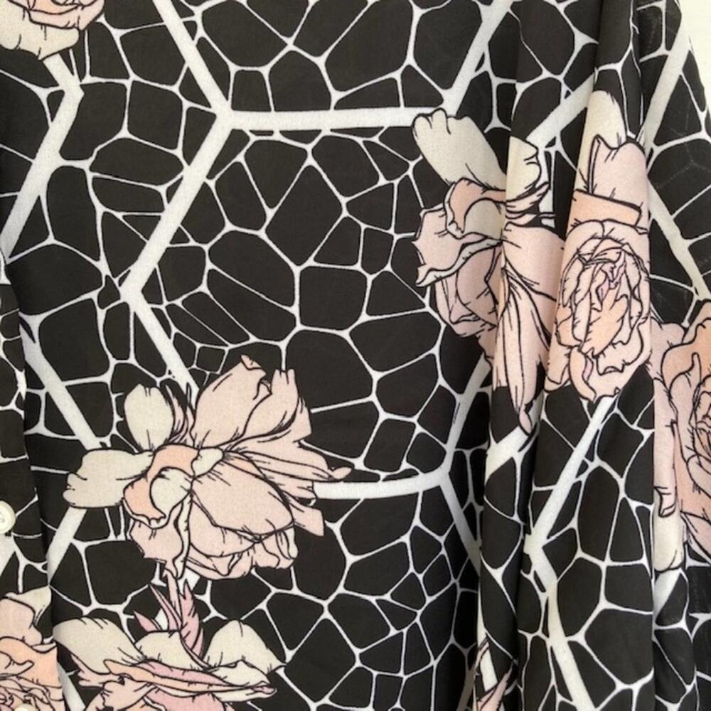Nordstrom Love by Design NWT Brooklyn Black Floral Art Button Shirt Dress XL - Picture 7 of 8